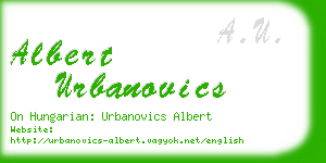 albert urbanovics business card